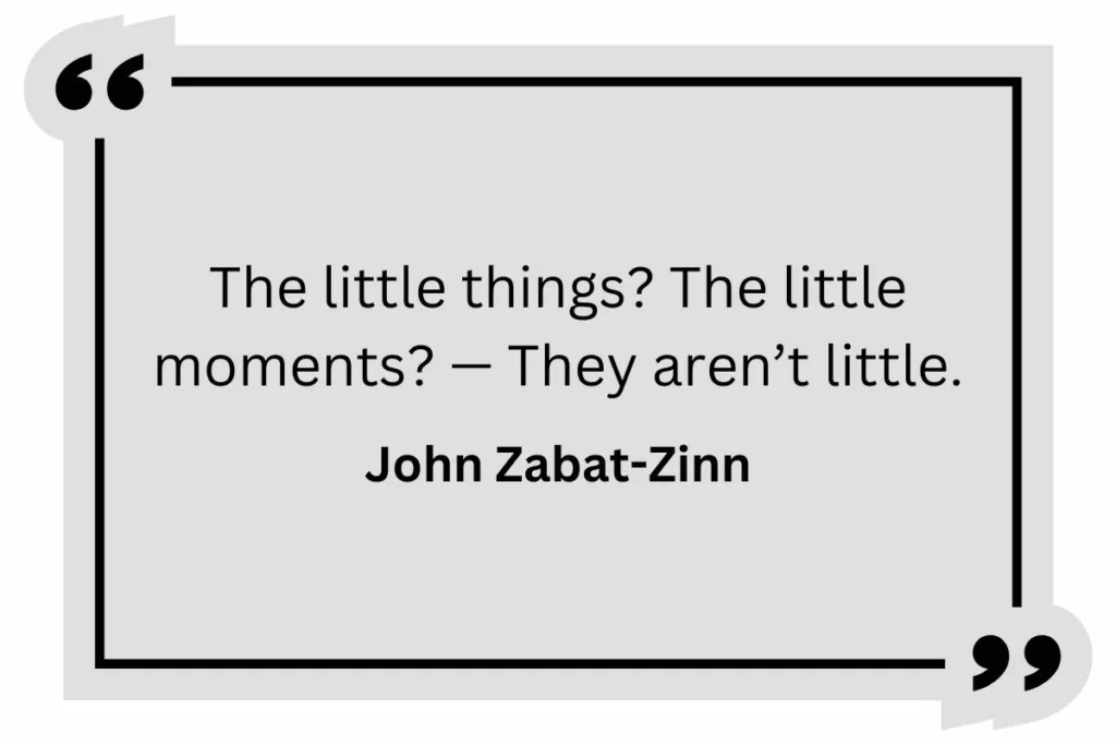 Quote box that reads The little things? The little Moments? They aren't little John Zabat-Zinn