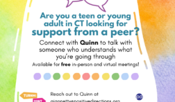 peer support flyer for teens and young adults in CT.