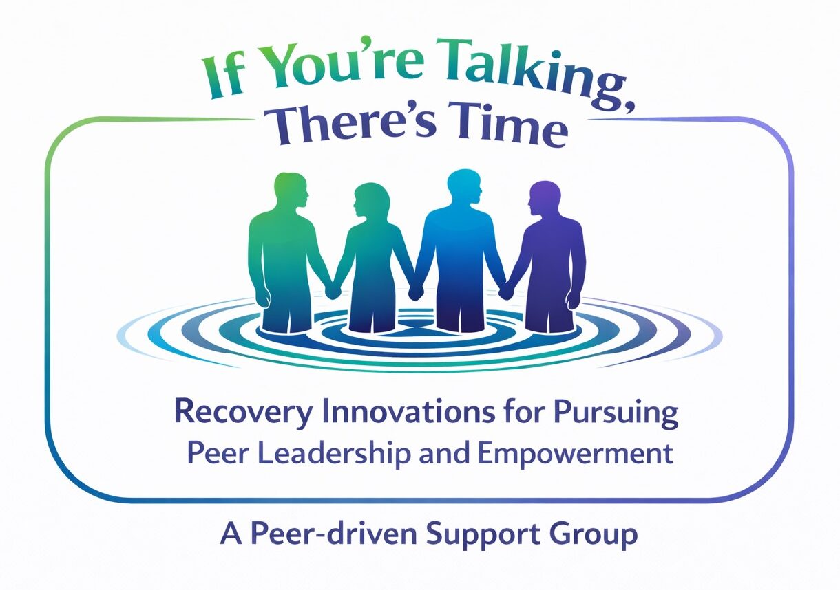 if you're talking there's time, logo of four silhouettes in a gradient from green to purple, surrounded by a ripple a ripple.